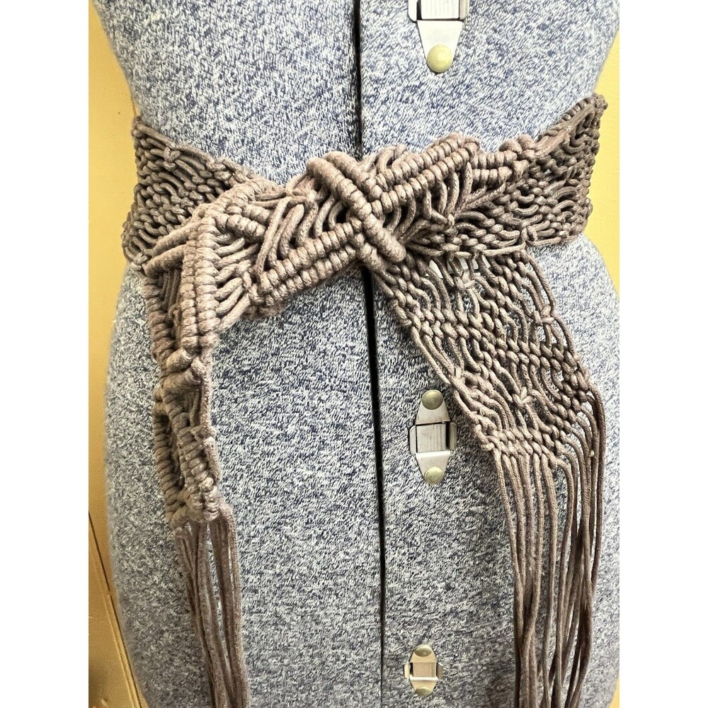 Vintage 1970’s Choc Brown Macrame Belt W/ Long Tassles 70” Adjustable Boho Vibe